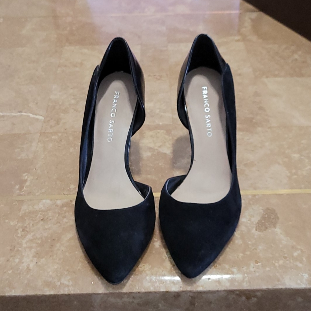 Black Suede and Patent Heels